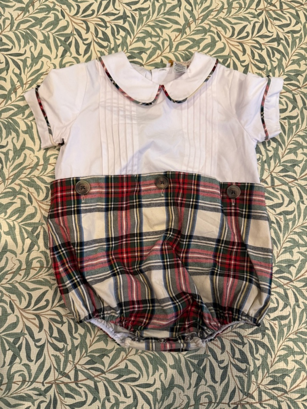 The Beaufort Bonnet Company White One Piece with Plaid Trim
